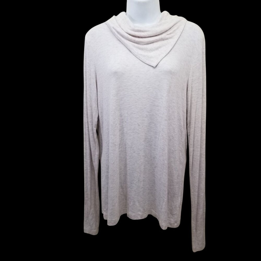 Cabi S SAWYER Cowl Handkerchief‎ Neck Cream Knit Top Stretch Oatmeal